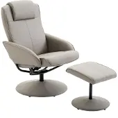 HOMCOM Relaxfauteuil met Voetensteun - 360 graden Draaibaar - Grijs