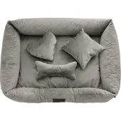 Amibelle Royal Velvet - Fluwelen hondenmand - Grijs - 87x64cm