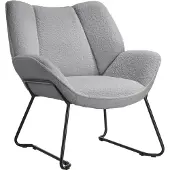 TecTake - Lounge fauteuil - Ronde relax fauteuil - Teddy fauteuil - Gestoffeerde stoel - Bouclé bekleding - Lees fauteuil van pluche - Scandinavische stijl - lichtgrijs