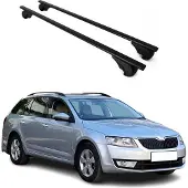 Omac Bagagedrager voor Skoda Octavia Combi, 2013-2019, metaal, zwart, 2 stuks