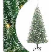 Syfax Kunstmatige Kerstboom Sneeuw Gevlochten met LED Licht 240 cm