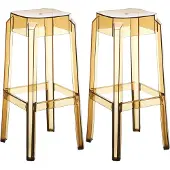 CLP Plastic barkruk FOX (set van 2 stuks) - Transparant bruin