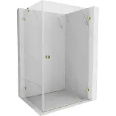 Mexen Lunar-B rechte draaideur douchecabine 90 x 80 , transparant, goud - 832-090-080-50-00-P