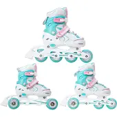 Raven Lia Mint 3-in-1 skates/rollers, maat 34-37, LED-wiel