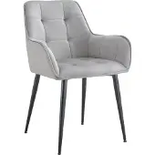 CLP Ferndale eetkamerstoel, fauteuil met beklede fluwelen hoes licht grijs