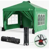 VOUNOT Paviljoen 3x3m, opklapbaar, met 4 zijpanelen en 4 zandzakken, groen