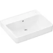 Hansgrohe wastafelblad, gesloten model, Xanuia, 600x480 mm, met kraangat en overloop, SMC wit, artikelnummer 60244450