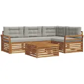 vidaXL Buiten bank set 5 st Natuurlijk en Licht Grijs