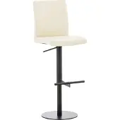 CLP barkruk Cadiz met kunstlederen bekleding, draaibaar en in hoogte verstelbaar, belastbaar tot 240 kg | Kleur: crème, frame: zwart