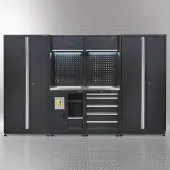 Datona Werkplaatsinrichting PREMIUM met RVS werkblad 315 cm breed - Zwart