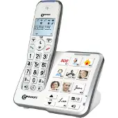 Geemarc Telecom Geemarc AmpliDECT 295 PHOTO: Telefoon met grote toetsen, voorzien van 10 fototoetsen voor snelkiezen en een optische oproepindicator op de basisstation. Ingebouwde antwoordapparaat. Duitse versie