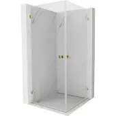 Mexen Lunar-B Duo draaideur douchecabine 75 x 75 , transparant, goud - 832-075L-075P-50-00