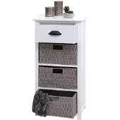 Mendler Ladekast -K84 met manden, ladekast, hout 83x40x29cm ~ wit, manden grijs