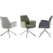 MCA DIVERIA 4-pootstoel met armleuningen roestvrij staal/stoffen bekleding 360° draaibaar 2 stuks