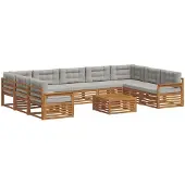 vidaXL Buiten bank set 10 st Natuurlijk en Licht Grijs