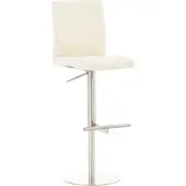 CLP barkruk Cadiz met kunstlederen bekleding, draaibaar en in hoogte verstelbaar, belastbaar tot 240 kg | Kleur: crème. Frame: roestvrij staal