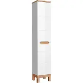 DMK Deutsches Milchkontor Badkamermeubel, hoog 35 cm, wit, glanzend, met eikenfineer, 2 deuren, vrijstaand, modern design