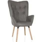 Hjh LIVING Oorfauteuil / vintage fauteuil HAVENIO I stof grijs