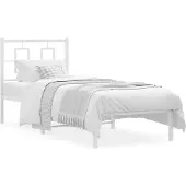 vidaXL Bedframe met hoofdbord zonder matras metaal wit 75x190 cm