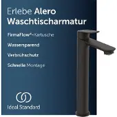 Ideal standard Alero wastafelkraan, met afvoer, waterbesparend – Matzwart