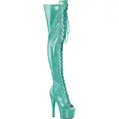 Pleaser - ADORE-3021GP Plateau overknee Laarzen - 35 Shoes - Blauw