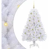 Syfax Kunstmatige Inklapbare Kerstboom Wit 150 cm PVC en Staal