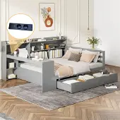OKWISH Gestoffeerd bed 180x200 cm – Grijs fluweel – Geknopt hoofdbord – Hydraulische opbergruimte