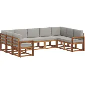 vidaXL Buiten bank set 9 st Natuurlijk en Licht Grijs