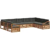 vidaXL Buiten bank set 9 st Natuurlijk en Antraciet