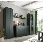 IMV Ascot wandmeubel, wandkast, mediameubel, 4-delig, groen, landelijke stijl