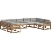 vidaXL Buiten bank set 9 st Natuurlijk en Licht Grijs