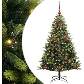 Syfax Kunstkerstboom met scharnier 150 LEDs Groen 120 cm PVC en PE