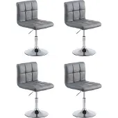 CLP 4-delige set loungestoelen Palma V2, bekleed met kunstleer. De loungestoelen zijn in hoogte verstelbaar en draaibaar, en hebben een grijze kleur