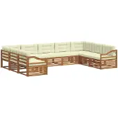 vidaXL Buiten bank set 9 st Natuurlijk en Crème Massief Acacia Hout