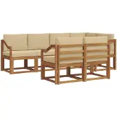 vidaXL Buiten bank set 7 st Natuurlijk en Beige