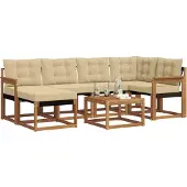 vidaXL Buiten bank set 7 st Natuurlijk en Beige