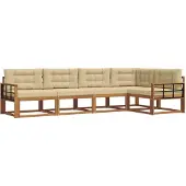 vidaXL Buiten bank set met kussen 5 pcs Natuurlijk en Beige