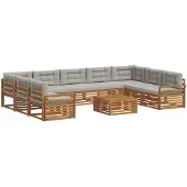 vidaXL Buiten bank set 10 st Natuurlijk en Licht Grijs