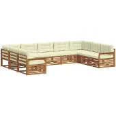 vidaXL Buiten bank set 9 st Natuurlijk en Crème Massief Acacia Hout
