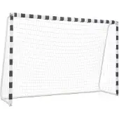 Syfax Voetbaldoel 300x200x90 cm metaal zwart en wit