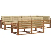 vidaXL Buiten bank set 8 st Natuurlijk en Beige
