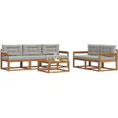vidaXL Buiten bank set met kussen 6 pcs Natuurlijk en Licht Grijs