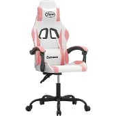 vidaXL Gamestoel draaibaar kunstleer wit en roze