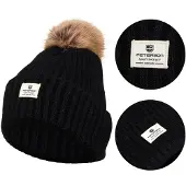 Peterson - Zwarte Wintermuts met Pompon - Warm - Elegant