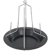 HTI Stalen kippenspit/kiphouder met schotel zwart 20 x 18 cm - Ovenschalen