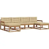 vidaXL Buiten bank set 6 st Natuurlijk en Beige