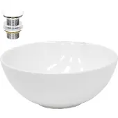 LuxeBath wastafel, opzetwastafel, rond, Ø 32x13,5 cm, wit, van keramiek, inclusief afvoerputje zonder overloop