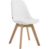 CLP stoel Manado, bekleding van kunstleer, met zitkussen en houten poten. Frame: wit. Framekleur: naturel