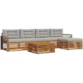 vidaXL Buiten bank set 6 st Natuurlijk en Licht Grijs