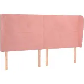 vidaXL Hoofdbord met randen 163x23x118/128 cm fluweel roze